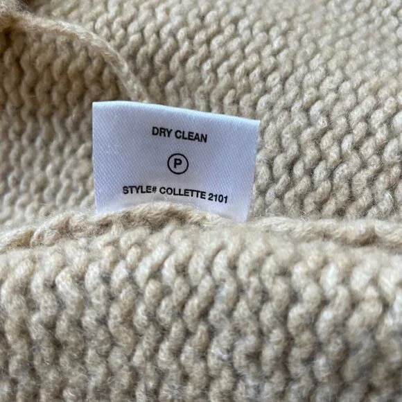 Sablyn Collette Cashmere Chunky Knit Cardigan Sweater Tan Size M